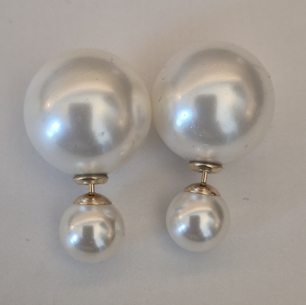 14k Reversible Pearl Earrings - Picture 4 of 10
